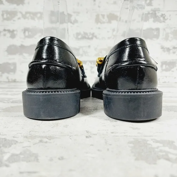 New Steve Madden Karmine Women's Black Leather Flats &amp; Oxfords H854