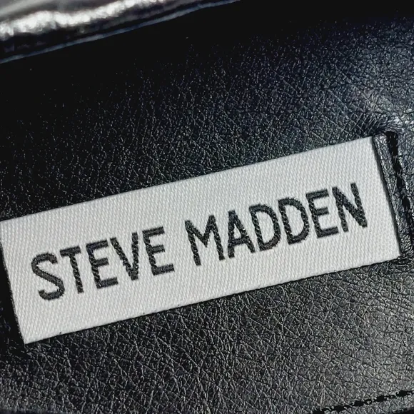 New Steve Madden Karmine Women's Black Leather Flats &amp; Oxfords H854
