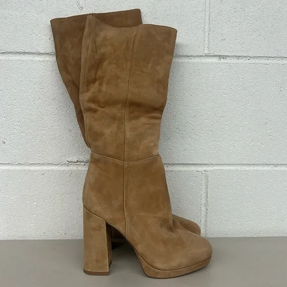 New Steve Madden sz5.5 Marcello brown knee boots suede  cognac tan heeled