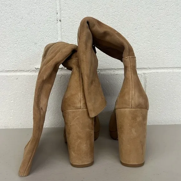 New Steve Madden sz5.5 Marcello brown knee boots suede  cognac tan heeled
