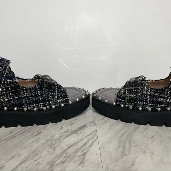 New! Stuart Weitzman Zoe Lift Embellished Tweed Sandal 8 1/2 B