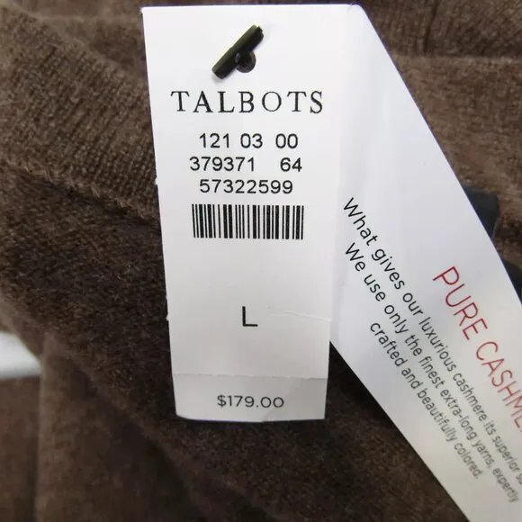 NEW TALBOTS Womens Audrey Cashmere Soft Soft Sweater Size L Brown