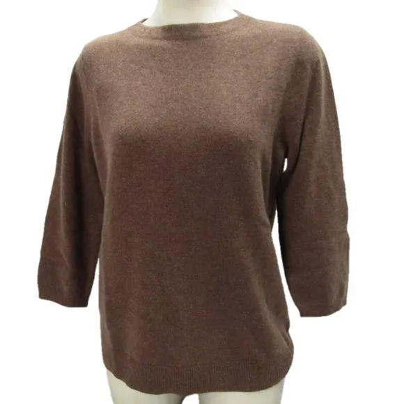 NEW TALBOTS Womens Audrey Cashmere Soft Soft Sweater Size L Brown
