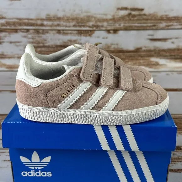 NEW Toddler Size 9.5K Adidas Gazelle I “Icey Pink” Low Top Strap Sneakers AH2229