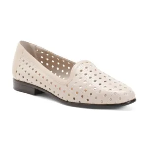 NEW TROTTERS Leather Liz Open Weave Loafers FOR WOMEN bone 367mn