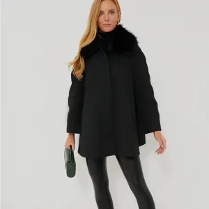 New! Tuckernuck Fur Collar Cecile Swing Cape