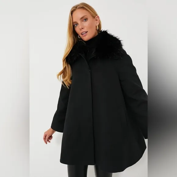 New! Tuckernuck Fur Collar Cecile Swing Cape