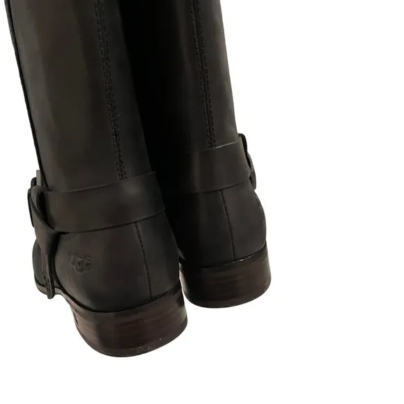 New, UGG Katelyn Knee High Black Leather Boots, Sz 6