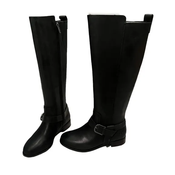 New, UGG Katelyn Knee High Black Leather Boots, Sz 6