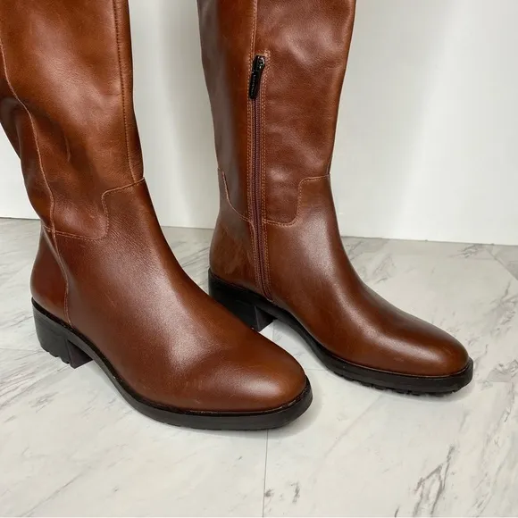 New! Vince Camuto Jorshie Brown Leather Wide Calf Over The Knee Boot 8 1/2 M