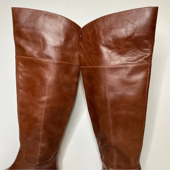 New! Vince Camuto Jorshie Brown Leather Wide Calf Over The Knee Boot 8 1/2 M