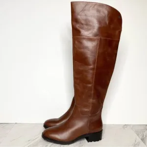 New! Vince Camuto Jorshie Brown Leather Wide Calf Over The Knee Boot 8 1/2 M