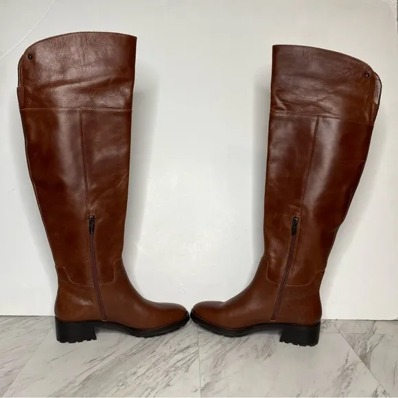 New! Vince Camuto Jorshie Brown Leather Wide Calf Over The Knee Boot 8 1/2 M
