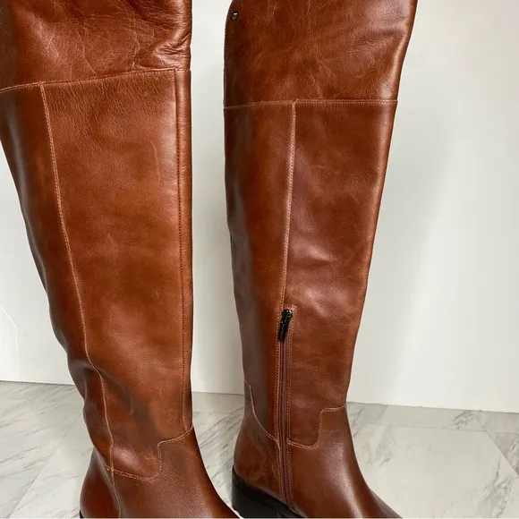 New! Vince Camuto Jorshie Brown Leather Wide Calf Over The Knee Boot 8 1/2 M