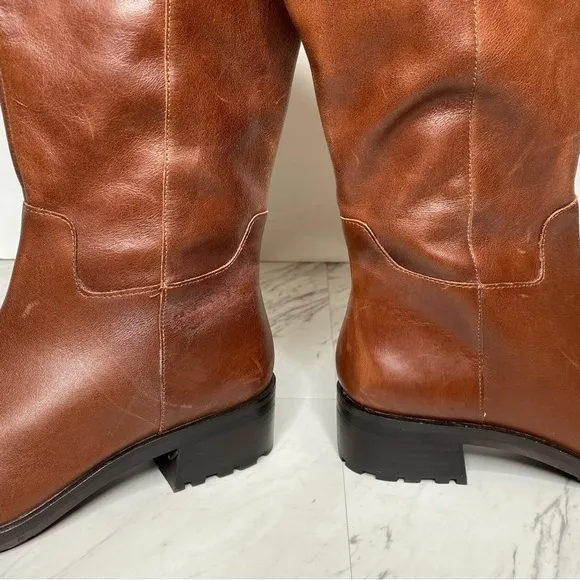 New! Vince Camuto Jorshie Brown Leather Wide Calf Over The Knee Boot 8 1/2 M