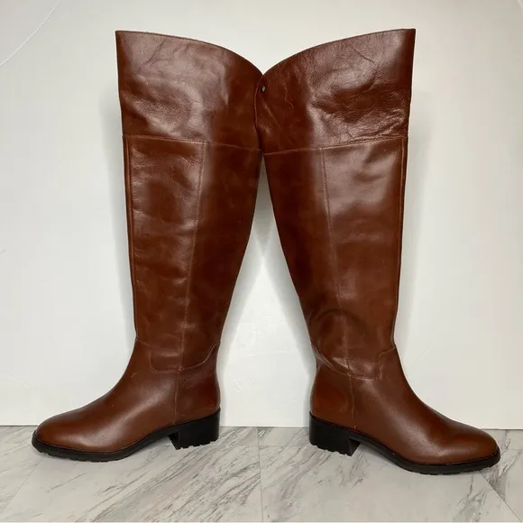 New! Vince Camuto Jorshie Brown Leather Wide Calf Over The Knee Boot 8 1/2 M