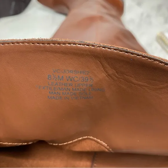 New! Vince Camuto Jorshie Brown Leather Wide Calf Over The Knee Boot 8 1/2 M