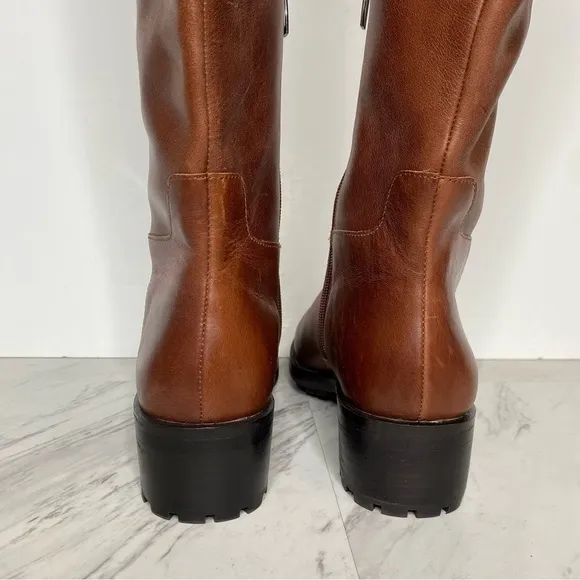 New! Vince Camuto Jorshie Brown Leather Wide Calf Over The Knee Boot 8 1/2 M