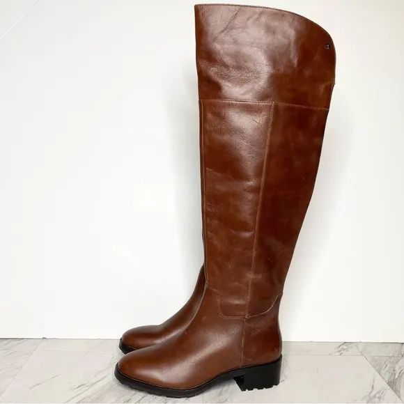New! Vince Camuto Jorshie Brown Leather Wide Calf Over The Knee Boot 8 1/2 M