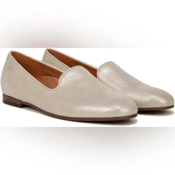 NEW- Vionic Willa II Cream Flats Metallic Gold Women’s Size 12