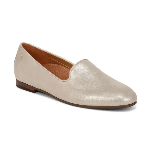 NEW- Vionic Willa II Cream Flats Metallic Gold Women’s Size 12