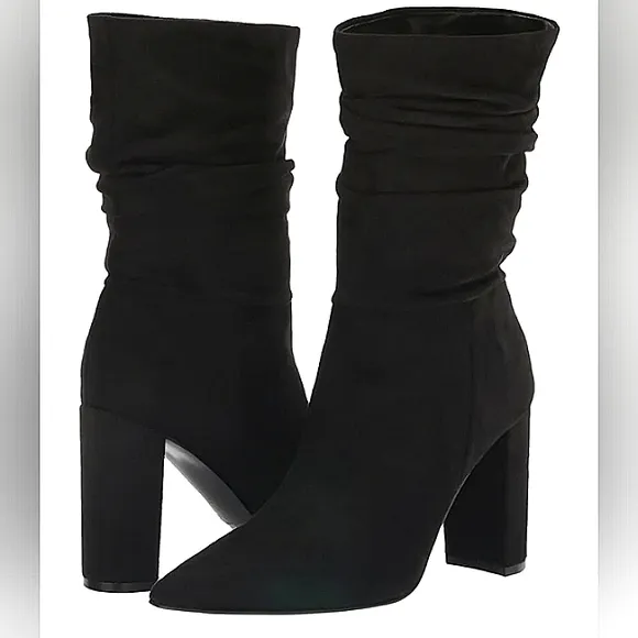 New w/o Box Nine West Denner 2 Faux-suede Pull-On Scrunch Mid-Calf Dress Boots