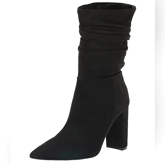 New w/o Box Nine West Denner 2 Faux-suede Pull-On Scrunch Mid-Calf Dress Boots