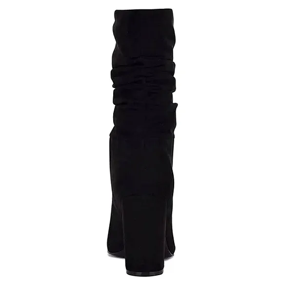 New w/o Box Nine West Denner 2 Faux-suede Pull-On Scrunch Mid-Calf Dress Boots