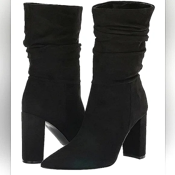 New w/o Box Nine West Denner 2 Faux-suede Pull-On Scrunch Mid-Calf Dress Boots