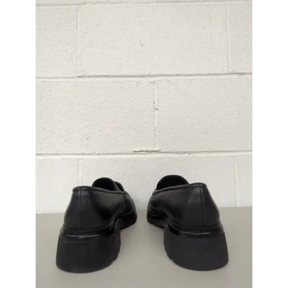new Womens black leather Vince sz 9 black loafers chunky robin Y2K school