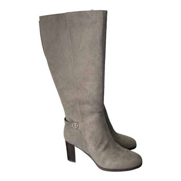 NEW Women's Giani Bernini Adonnys Wide Calf Memory-Foam Dress Grey Fall Boots