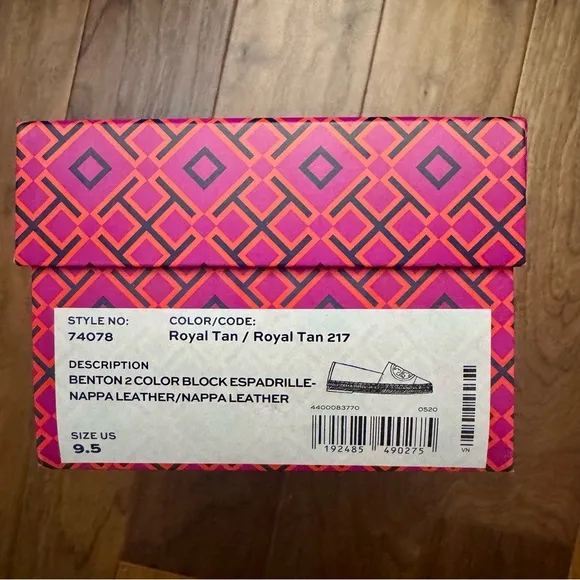New Women’s Tory Burch Benton Tan Nappa Leather Espadrilles Sz 9.5