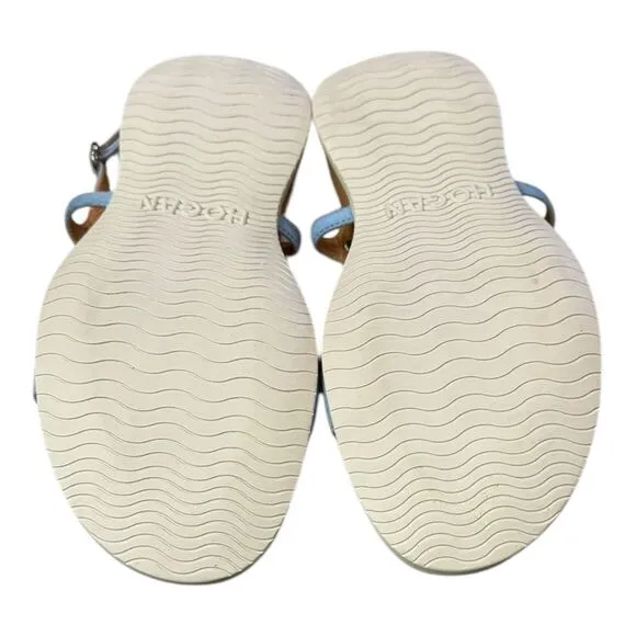 NEW Hogan Fussbett Light Blue Suede Leather Thong Sandals 37