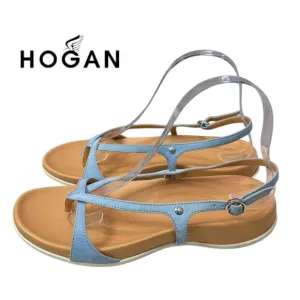 NEW Hogan Fussbett Light Blue Suede Leather Thong Sandals 37