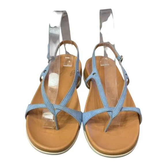 NEW Hogan Fussbett Light Blue Suede Leather Thong Sandals 37