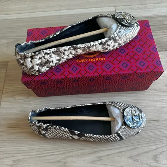 ☀️NEW☀️Tory Burch Minnie Travel Flats Snake Printed