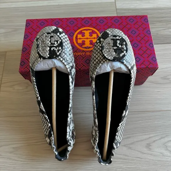 ☀️NEW☀️Tory Burch Minnie Travel Flats Snake Printed
