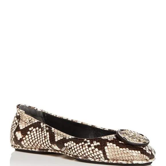 ☀️NEW☀️Tory Burch Minnie Travel Flats Snake Printed
