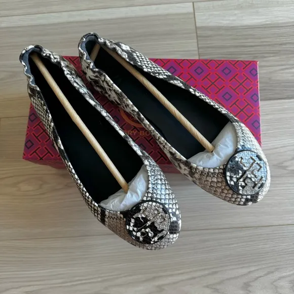 ☀️NEW☀️Tory Burch Minnie Travel Flats Snake Printed