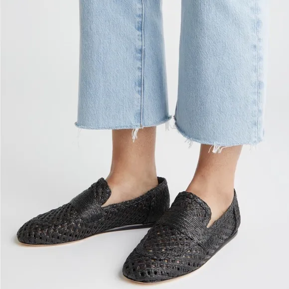 NEW‼️VINCE Women's Davis Raffia Loafer Flats, Black Sz. 8