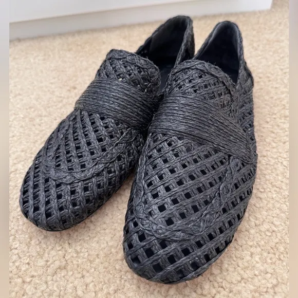 NEW‼️VINCE Women's Davis Raffia Loafer Flats, Black Sz. 8