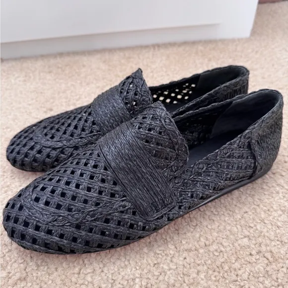 NEW‼️VINCE Women's Davis Raffia Loafer Flats, Black Sz. 8