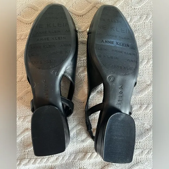 NIB Anne Klein Charma Style Flex Black Flats with Pearl Decor Women’s Size 7