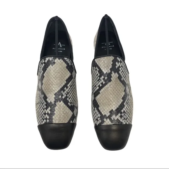 NIB AQUATALIA RENE SNAKE EMBOSSED LOAFERS