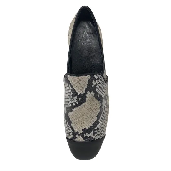 NIB AQUATALIA RENE SNAKE EMBOSSED LOAFERS
