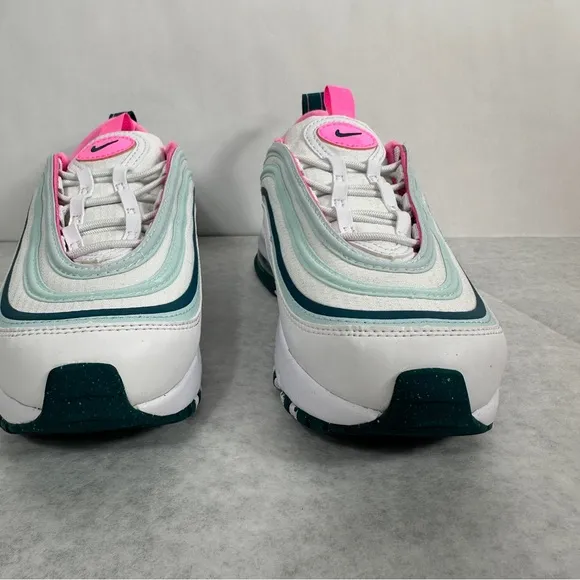 NIB Nike Air Max 97 &quot;White/Pink Spell/Geode Teal/Jade Ice&quot; Preschool Girls' Shoe