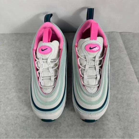 NIB Nike Air Max 97 &quot;White/Pink Spell/Geode Teal/Jade Ice&quot; Preschool Girls' Shoe