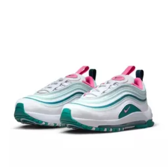 NIB Nike Air Max 97 &quot;White/Pink Spell/Geode Teal/Jade Ice&quot; Preschool Girls' Shoe