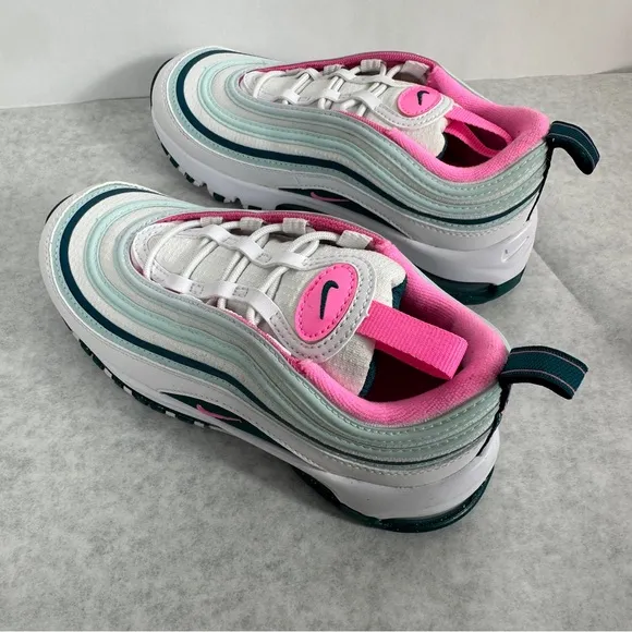 NIB Nike Air Max 97 &quot;White/Pink Spell/Geode Teal/Jade Ice&quot; Preschool Girls' Shoe