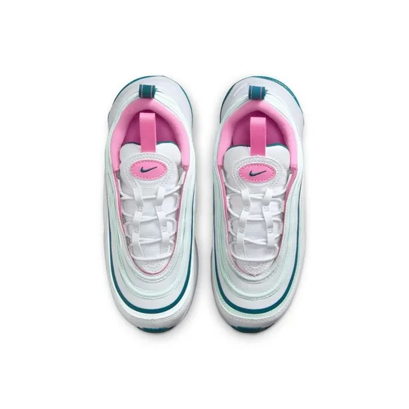 NIB Nike Air Max 97 &quot;White/Pink Spell/Geode Teal/Jade Ice&quot; Preschool Girls' Shoe